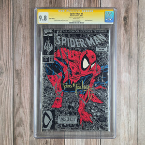 Spider-Man #1 CGC 9.8 WP SS Signed by Todd McFarlane, Silver Edition, Premiere issue of the fourth ongoing Spider-Man series (Cert 5008)