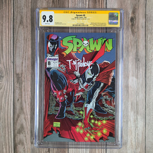 Spawn #8 CGC 9.8 WP SS Signed by Todd McFarlane 1st Appearance of Vindicator, Spider-Man #1 Cover Homage (Cert 1005)