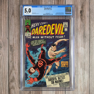 Daredevil #7 CGC 5.0 WP Debut of Daredevil’s Red Suit,  From WILBUR Collection* (Cert 1011)