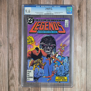 Legends #1 CGC 9.6 WP 1st Appearance of Amanda Waller and Brimstone, 6 page "MASK" insert. (Cert 7010)
