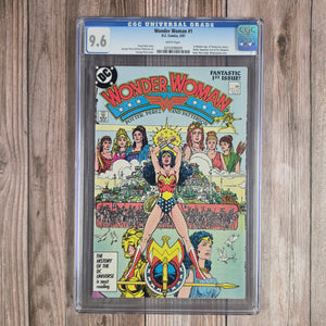 Wonder Woman #1 CGC 9.6 WP Wraparound cover art by George Perez, Origin of Wonder Woman, 1st appearance of Philippus and Aella (Cert 8009)
