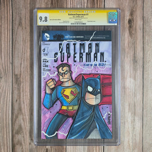 Batman/Superman #1 CGC 9.8 WP SS Signed and Sketched by Chris Hamer, We Can Be Heroes Edition (Cert 5023)
