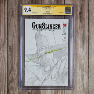 Gunslinger Spawn #7 CGC 9.4 WP SS Signed and Sketched by Criss Madd Variant Cover B Partial Blank Sketch Edition (Cert 7001)