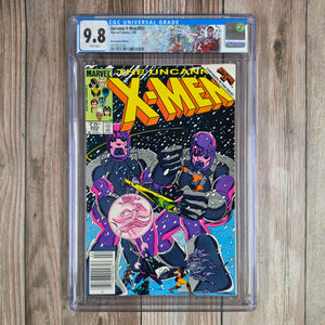 Uncanny X-Men #202 CGC 9.8 WP Custom Label, Cover art by John Romita Jr. and Al Williamson, Sentinels Cover Homage, NEWSSTAND EDITION  (Cert 2003)