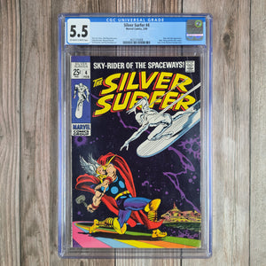 Silver Surfer #4 CGC 5.5 ICONIC cover art by John Buscema, 1st battle of Silver Surfer vs Thor, 2nd appearance of Mephisto (Cert 6008)