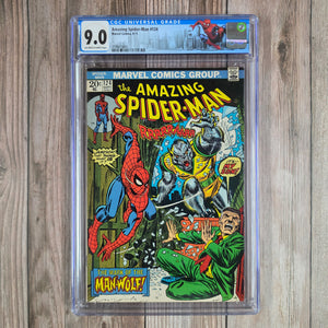 Amazing Spider-Man #124 CGC 9.0 Custom Label, 1st appearance of Man-Wolf, the son of J. Jonah Jameson who discovered an amulet that turned him into a werewolf (Cert 5008)