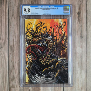 Godzilla Destroys the Marvel Universe #2 CGC 9.8 WP 1:100 Mark Brooks Virgin Variant Cover (Cert 2015)