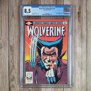 Wolverine Limited Series #1 CGC 8.5 WP ICONIC Cover art by Frank Miller and Joe Rubinstein, First solo Wolverine title   (Cert 8003)