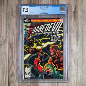 Daredevil #168 CGC 7.5 WP 1st appearance and origin of Elektra, 1st cameo of Robert "Goldy" Goldman, Frank Miller’s first solo Daredevil story (Cert 8013)
