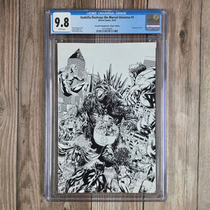 Godzilla Destroys the Marvel Universe #1 CGC 9.8 1:25 Second Printing/Brooks "Virgin" Edition, Wraparound cover