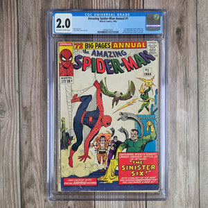 Amazing Spider-Man Annual #1 CGC 2.0 1st team appearance of the Sinister Six: Doctor Octopus, Kraven, Vulture, Electro, Mysterio, Sandman (cert 5003)