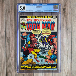 Iron Man #55 CGC 5.0 WP 1st appearance of Thanos, an Eternal from Titan born with the Deviants gene (cert 6003)