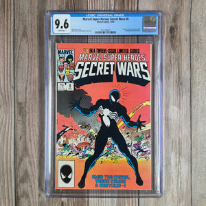 Marvel Super Heroes Secret Wars #8 CGC 9.6 WP Origin of the black symbiote costume that later bonds with Eddie Brock to become Venom (cert 6023)