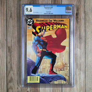 Superman #204 CGC 9.6 News Stand Edition, cover art by Jim Lee (cert 8001)
