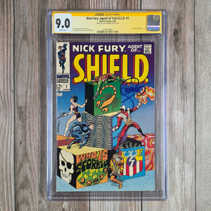 Nick Fury, Agent of S.H.I.E.L.D. #1 CGC 9.0 WP SS Jim Steranko, 1st appearance of Scorpio, later revealed to be Jake Fury, the brother of Nick Fury (cert 4005)