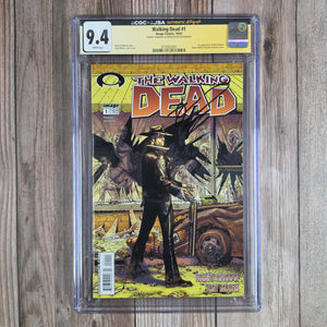 Walking Dead #1 CGC 9.4 WP Authenticated Autograph of Robert Kirkman, 1st Appearance of Rick Grimes, Shane Walsh, Morgan and Duane Jones, LOW PRINT RUN  (Cert 2001)