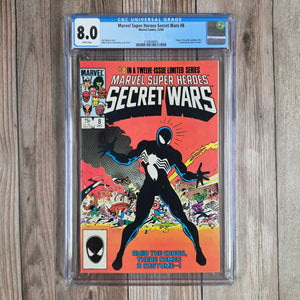 Marvel Super Heroes Secret Wars #8 CGC 8.0 WP Origin of the black symbiote costume that later bonds with Eddie Brock to become Venom (cert 4001)