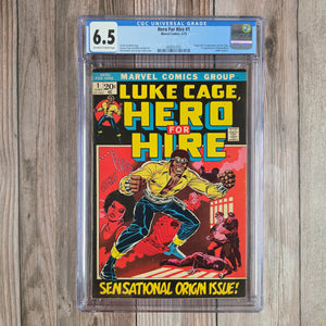 Hero For Hire #1 CGC 6.5 1st appearance and origin of Luke Cage, the first black superhero to headline a title in mainstream comics (cert 7001)