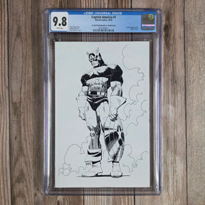 Captain America #1 CGC 9.8 WP John Romita Jr. 1:25 Second Printing Sketch "Virgin" Cover (Cert 5011)
