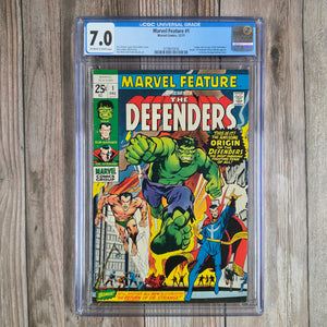 Marvel Feature #1 CGC 7.0 1st team appearance and origin of the Defenders: Doctor Strange, Hulk, Sub-Mariner (cert 0016)