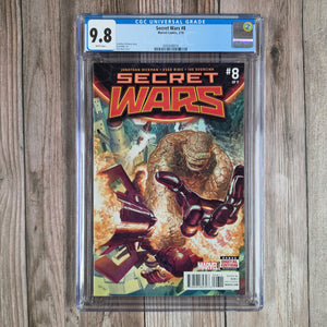Secret Wars #8 CGC 9.8 Death of Thanos - spinal cord and skull ripped out by God Emperor Doom in an alternate universe (cert 6010)