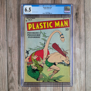Plastic Man #19 CGC 6.5 Dedicated cover by Plastic Man's creator Jack Cole (cert 9008)