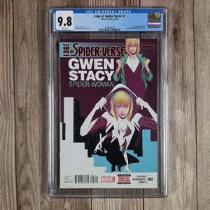 Edge of Spider-Verse #2 CGC 9.8 1st appearance of Spider-Gwen, Gwen Stacy in an alternate universe (Earth-65) (cert 6016)
