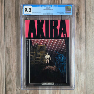 Akira #1 CGC 9.2 WP Science-fiction series that takes place in a futuristic Tokyo after a mysterious explosion that kicked off World War III (cert 1001)