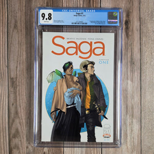 Saga #1 CGC 9.8 Premiere issue of the Eisner award-winning space epic written by Brian K Vaughn, illustrated by Fiona Staples (cert 0007)