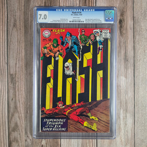 Flash #174 CGC 7.0 WP 2nd appearance of the Flash's original Rogues Gallery: Captain Cold, Heat Wave, Mirror Master, Captain Boomerang, The Top, Pied Piper (cert 1029)