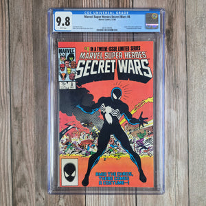 Marvel Super Heroes Secret Wars #8 CGC 9.8 WP Origin of the black symbiote costume that later bonds with Eddie Brock to become Venom (cert 6008)