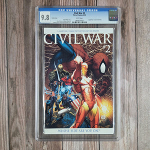 Civil War #2 CGC 9.8 Variant cover, Spider-Man reveals his identity to the world (cert 4002)