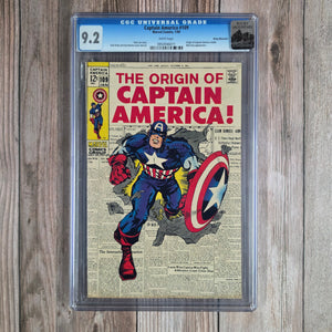 Captain America #109 CGC 9.2 WP Rocky Mountain Pedigree Iconic cover art by Jack Kirby (cert 6011)