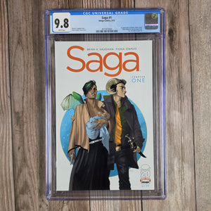 Saga #1 CGC 9.8 Premiere issue of the Eisner award-winning space epic written by Brian K Vaughn, illustrated by Fiona Staples (cert 3004)