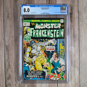 Frankenstein #1 CGC 8.0 1st appearance and origin of Frankenstein in Marvel Comics, previously appeared in Atlas Comics (cert 9004)
