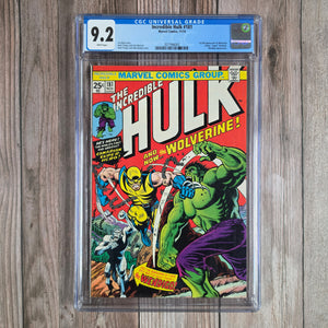 Incredible Hulk #181* CGC 9.2 WP 1st full appearance of Wolverine, final page cameo in issue #180 (cert 6002)*Trade Avail.