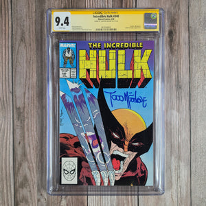 Incredible Hulk #340 CGC 9.4 WP, SS Todd McFarlane, Iconic cover art by Todd McFarlane (cert 8001)