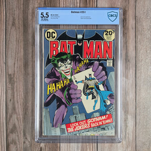 Batman #251 CBCS 5.5 ICONIC Joker Cover art by Neal Adams (Cert F003)