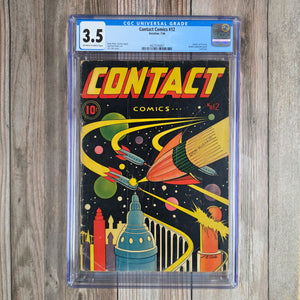 Contact Comics #12 CGC 3.5 Last Issue, Classic Sci-Fi Cover by L.B. Cole, Atomic Explosion Panel (Cert 6007)
