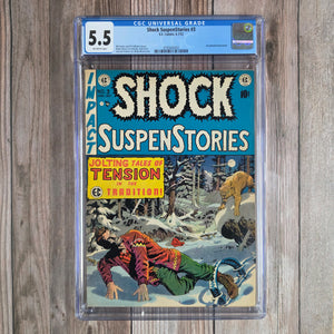 Shock SuspenStories #3 CGC 5.5 Decapitated Head Panel Wally Wood Cover Classic Pre-Code EC suspense and horror comic(Cert 2002)