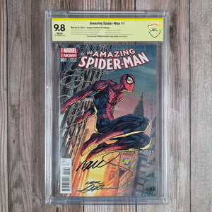 Amazing Spider-Man #1 CBCS 9.8 WP Witnessed Signatures of Humberto Ramos & Neal Adams 1st Appearance of Cindy Moon, 1st Appearance of Silk in Cameo, Expert Comics Exclusive Variant (Cert 002)