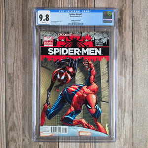 Spider-Men #1 CGC 9.8 WP  1:30 Humberto Ramos Variant Cover , 1st Meeting of Peter Parker & Miles Morales(Cert 2010)