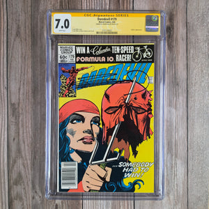 Daredevil #179 CGC 7.0 WP SS Signed by Frank Miller, Cover art by Frank Miller featuring Elektra, NEWSSTAND EDITION  (Cert 8002)