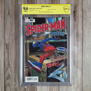 Spider-Man #7 CBCS 9.6 WP Witnessed Signature of Humberto Ramos 1st Appearance of Spider-Boy (Bailey), Spoiler Variant (Cert 004)