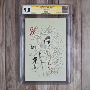Department of Truth #1 CGC 9.8 Variant Cover I, SS Martin Simmonds, James Tynion IV, Peach Momoko, "Virgin" sketch cover  (cert 8003)