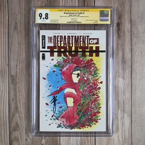 Department of Truth #1 CGC 9.8 Variant Cover J limited 100, SS Martin Simmonds, James Tynion IV, Peach Momoko, Red Foil Logo (cert 8001)