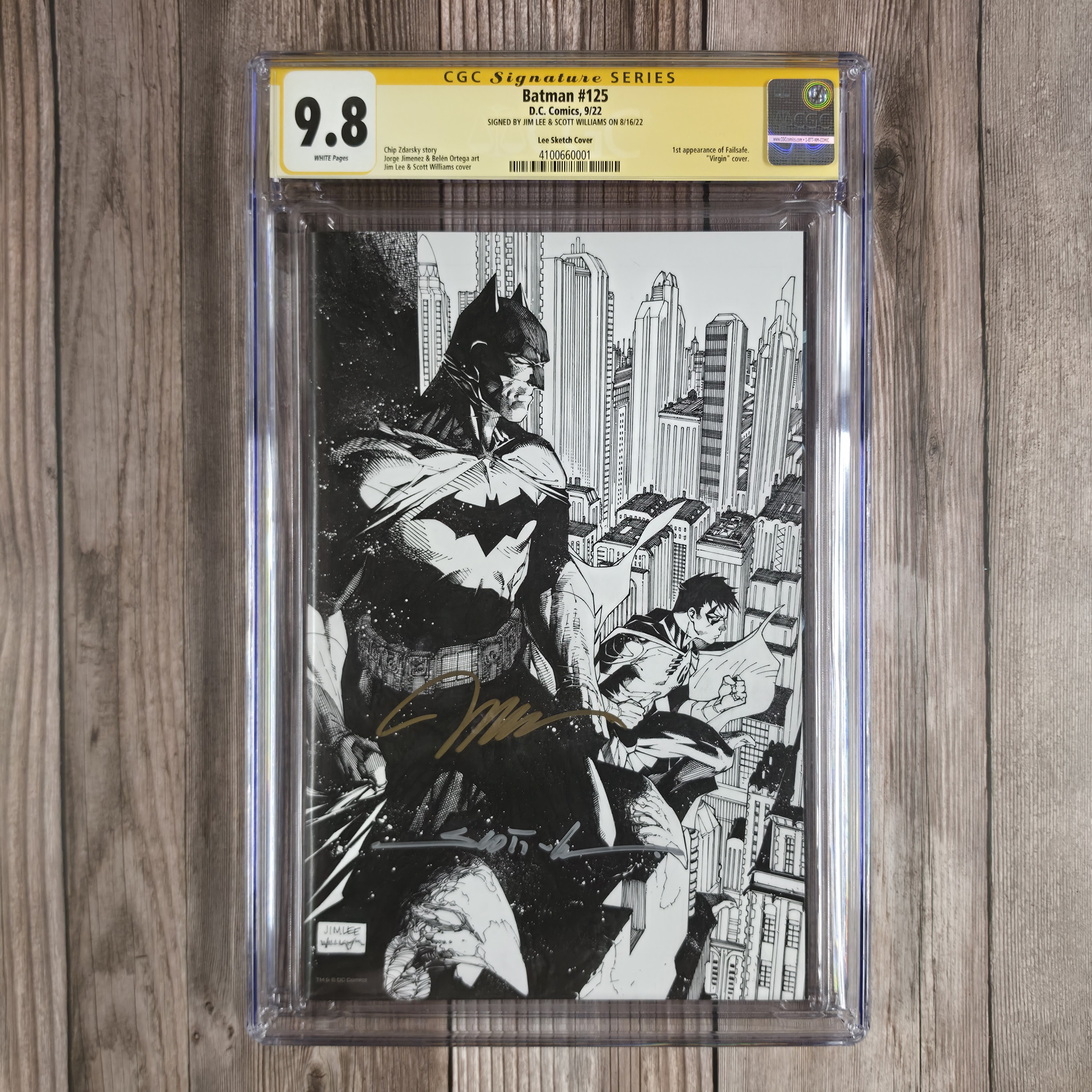 Batman #125 CGC 9.8 Lee Sketch Cover 1:500, SS Jim Lee, Scott