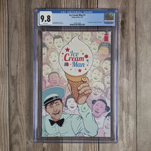 Ice Cream Man #1 CGC 9.8 Premiere issue that features one-shot stories disconnected from one another except for the unsettling, paranormal presence of the Ice Cream Man (cert 0004)