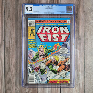Iron Fist #14 CGC 9.2 WP 1st full appearance and cover of Sabretooth, a mutant who becomes the primary nemesis of Wolverine (cert 9002)