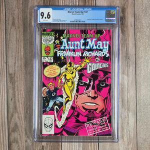 Marvel Team-Up #137 CGC 9.6 WP 1st appearance of Golden Oldie, Aunt May as a Herald of Galactus in a dream Peter is having where she and Franklin Richards search the Universe for a Twinkie big enough to feed Galactus, a Hostess advertisement (cert 4013)